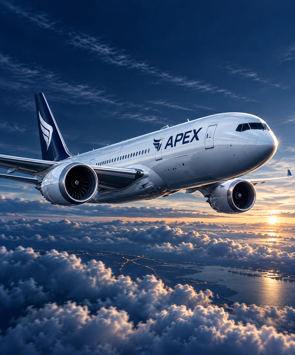 Illustrative aircraft above the clouds